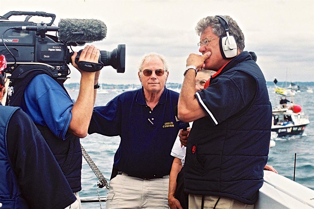 Terry Kohler looks on as Peter Montgomery reports on the day’s racing from Northstar in the Hauraki Gulf. © Peter Montgomery